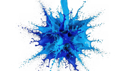 Blue paint splash art design element isolated on transparent background