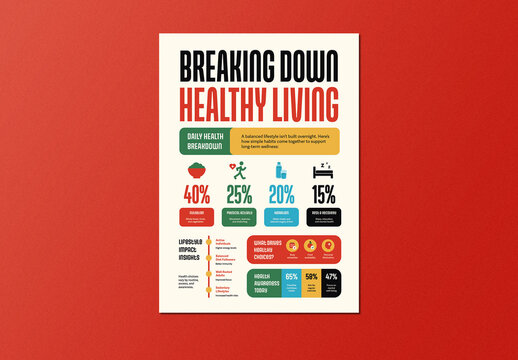 Red Modern Swiss Healthy Living Infographic Layout