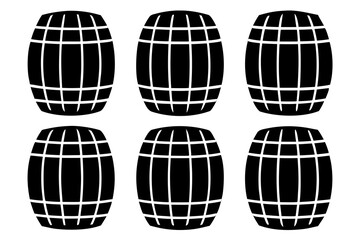 Wooden Beer Barrel bundle Silhouette Vector Graphic Isolated on White