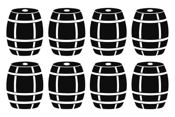 Classic Beer Barrel bundle Silhouette Vector Icon for Brewery and Pub Design