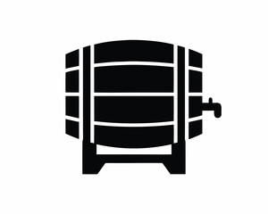 Wooden Beer Barrel icon Silhouette Vector Graphic Isolated on White