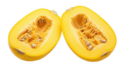 Cut pumpkin halves isolated on transparent background