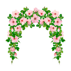 Watercolor Pink Wild Rose Floral Arch Garland