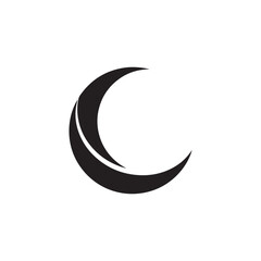 Obraz premium Crescent Moon Black Icon Isolated on White Background Celestial Body Symbol.