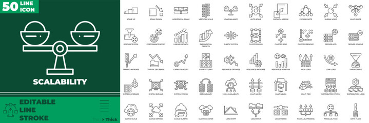 Scalability Line Editable Icons set
