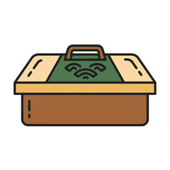 Simple illustration of a brown mortar and pestle, a tool used for grinding and crushing ingredients