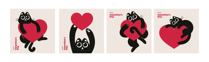 Valentines day greeting cards and banners. Vector illustration for Valentines day,  love message, social media and web banner, marketing. © PureSolution