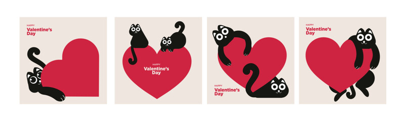 Valentines day greeting cards and banners. Vector illustration for Valentines day,  love message, social media and web banner, marketing. © PureSolution