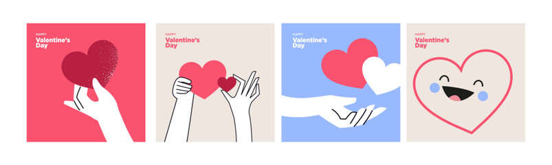 Obraz premium Valentines day greeting cards and banners. Vector illustration for Valentines day, love message, social media and web banner, marketing.
