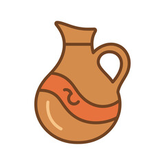 Simple illustration of a brown mortar and pestle, a tool used for grinding and crushing ingredients