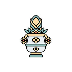 Simple illustration of a brown mortar and pestle, a tool used for grinding and crushing ingredients