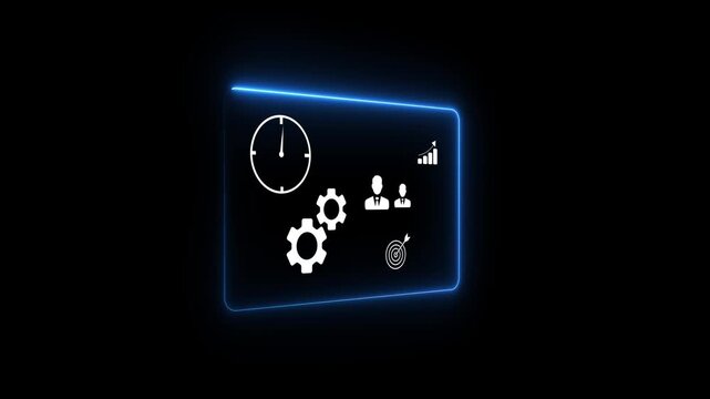 Businessman typing with task management and workflow automation icons, planning, scheduling, and productivity improvement. Motion graphics of time management concept
