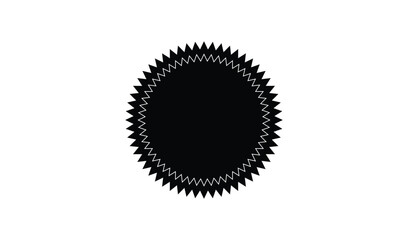 Fototapeta premium Black oval shape with sharp, pointed serrations around the edge, isolated vector graphic