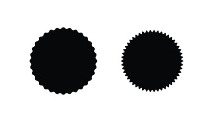 Fototapeta premium Two black shapes with multiple wavy and jagged edges, suitable for decorative borders or seals