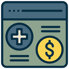 Obraz premium online website internet cyber money health filled outline icon
