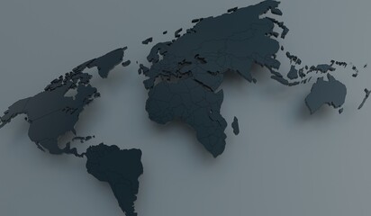 Naklejka premium World map, continent map, simple, 3D illustration