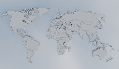 World map, continent map, simple, 3D illustration © nana