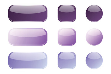 Glossy purple ui buttons and icons set Vector