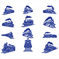 Steam Engine Train on Tracks svg Bundle