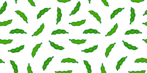 green soybeans or peas pattern background. Soybean seamless pattern background. edamame seamless pattern background. doodle edamame pattern background. 
