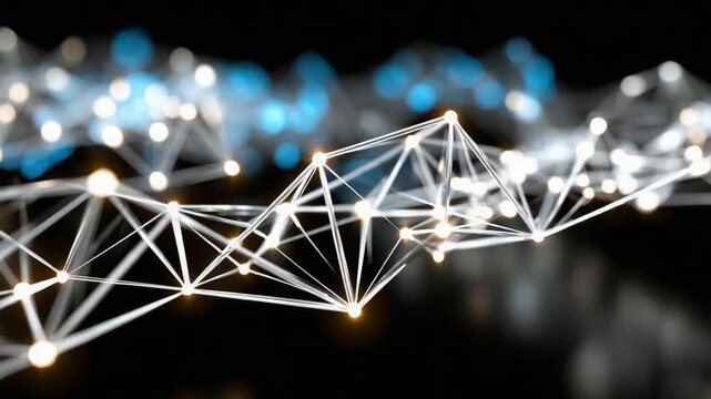 Network of Connectivity: An intricate web of interconnected nodes and lines, illustrating the complex structure of a network, showcasing the flow of data.
