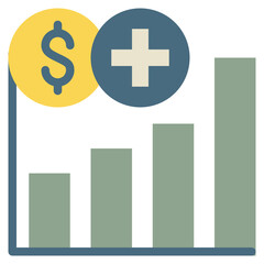Fototapeta premium graph growth business investment money health flat style icon