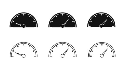 Collection of speed and performance gauges: various indicators for measurement and progress