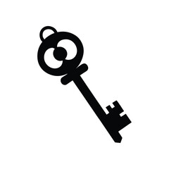 Black vintage skeleton key icon isolated on white background