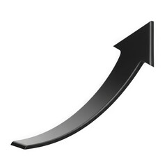 Black arrow pointing up isolated on transparent background