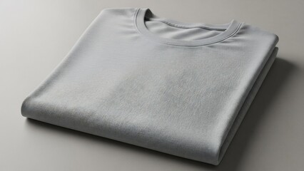 Obraz premium Folded Gray T-Shirt on a Light Surface - Simple, Clean, and Minimalist Apparel.