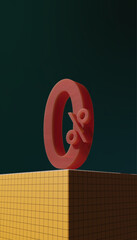 Percent Symbol 3D Render Concept Yellow Platform