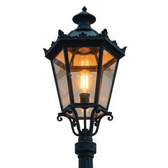Vintage street lamp isolated on transparent background