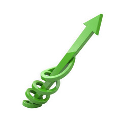 Green upward arrow with snake icon isolated on transparent background