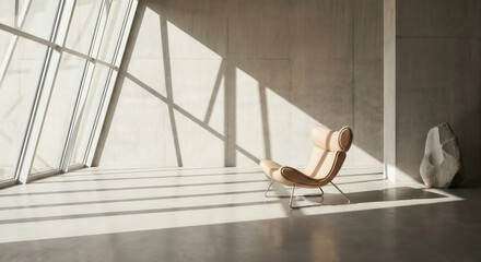 Intérieur minimaliste avec fauteuil et jeux d'ombres