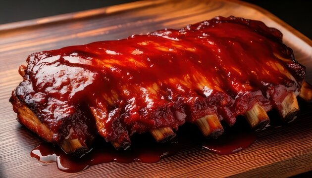 Delicious BBQ Ribs Glazed with Sweet and Tangy Sauce.