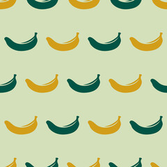 banana vector seamless background on light green background Vector 