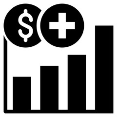 Obraz premium graph growth business investment money health solid glyph icon