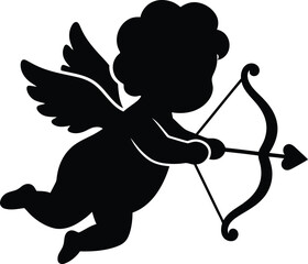 Fototapeta premium Valentine's day Cupid silhouette isolated on transparent background