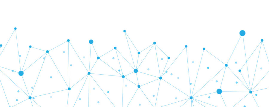 blue network connection with nodes and lines on a pristine white background