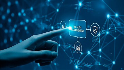 Obraz premium A hand interacting with a wealth management interface 