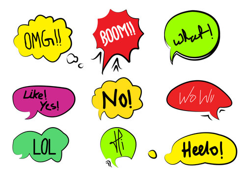 Comic speech bubbles with various expressions