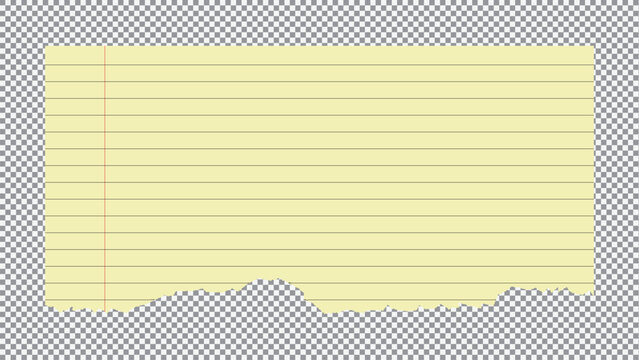 Torn piece of yellow lined paper with a rough edge, ready for a note or message