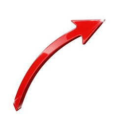Red curved arrow icon isolated on transparent background