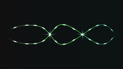 Infinity Symbol with Neon Green Glow on Black Background, Futuristic Design Element