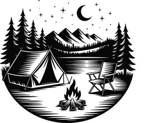 Professional hiking silhouette vector ideal for mountain adventure, trekking, outdoor lifestyle and tourism graphic design use.