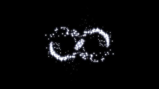 Magic glitter star sparkle line motion on black background with glowing fairy dust, pixie dust path, white twinkling particles, smooth transition, elegant 4k animation for motion design