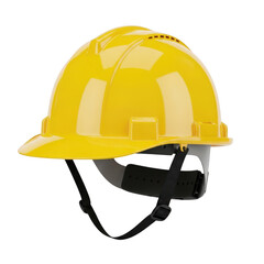 Yellow hard hat safety equipment isolated on transparent background
