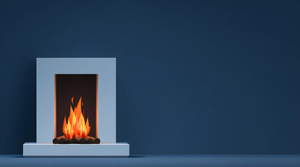 Modern fireplace with burning flames