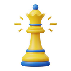3d chess queen piece, isolated on transparent background