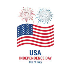 Usa independence day fireworks flag isolated on transparent background